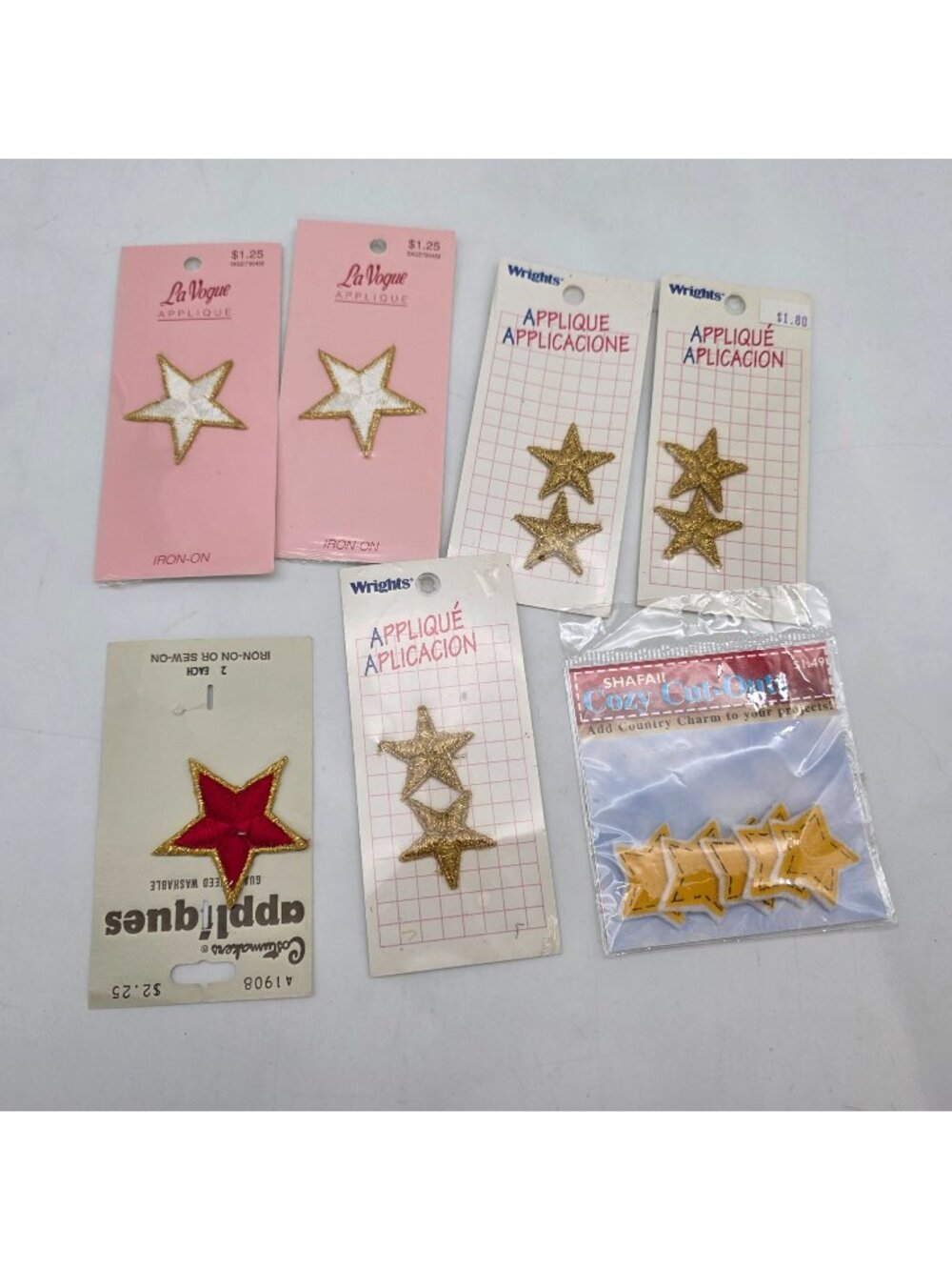 Star Applique Patch Lot Iron-On & Sew-On White Red Gold Yellow Various  Sizes